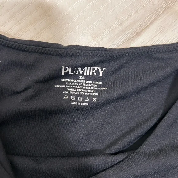 PUMIEY Women’s Black High Neck Sleeveless Bodysuit 2XL Stretch Thong Capsule - Picture 7 of 9